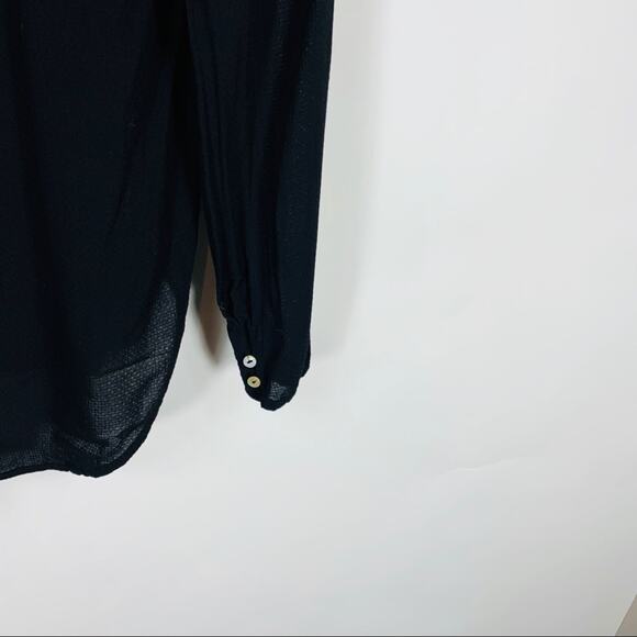 H&M Black Rayon Popover Shirt Sz 6 Semi Sheer - Picture 11 of 11